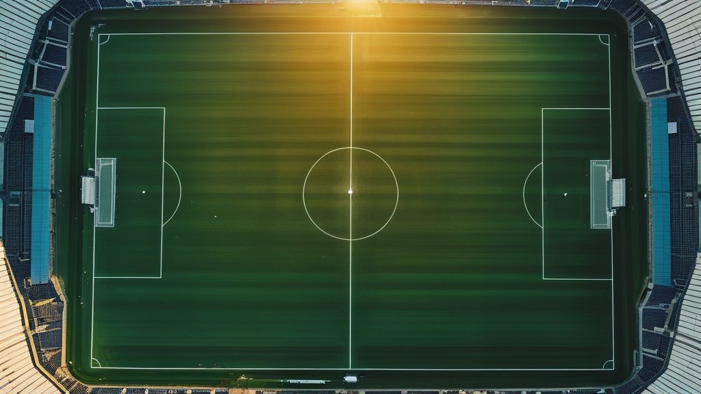 Góc nhìn từ trên cao sân vận động lúc hoàng hôn trước trận tranh hạng 3 World Cup